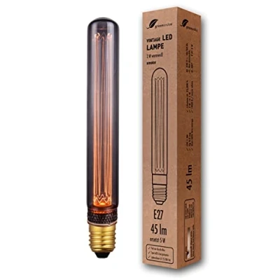 Afbeelding van greenandco® Vintage Design LED lamp voor sfeerverlichting E27 T30 Edison 2W 45lm 2000K rook extra warm wit 320 230V flikkervrij, niet dimbaar