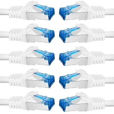 Afbeelding van BIGtec 10 stuks 0,25 m CAT.7 Gigabit patchkabel netwerkkabel wit koperen kabel Patch Ethernet LAN DSL CAT7 (RJ45, Cat 7, S/FTP PIMF) 25 cm