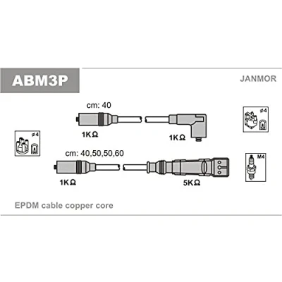 Afbeelding van Bougiekabelset JANMOR ABM3P