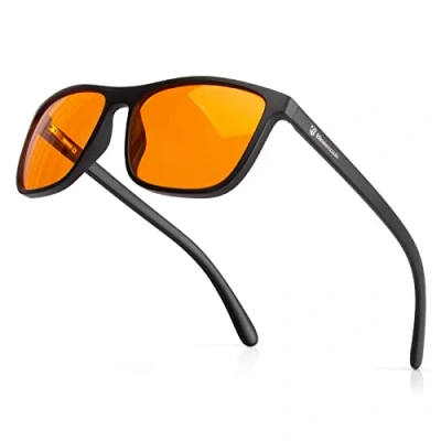 Afbeelding van Bloomoak 99% blauwlichtblokkerende bril gamingbril antiglans antivermoeidheid TR90 materiaal geschikt voor schermen, games, tv&#039;s, mobiele telefoons (Amber Zwart frame)