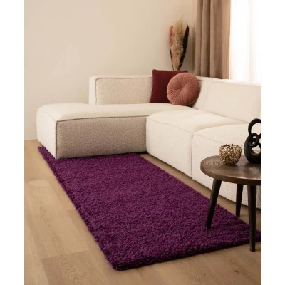 Afbeelding van Hoogpolig Vloerkleed Shaggy Trend Effen Paars 80x250 Cm