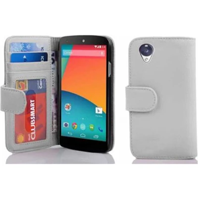 Afbeelding van Cadorabo Hoesje geschikt voor LG Google NEXUS 5 in MAGNESIUM WIT Beschermhoes met magnetische sluiting en 3 kaartsleuven Book Case Cover Etui