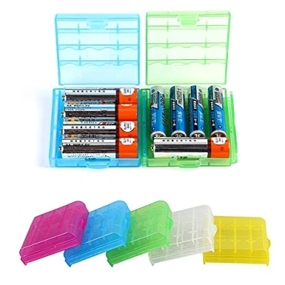 Afbeelding van 6 stuks harde plastic batterijbehuizing batterijhouder voor AA en AAA batterijen oplaadbare batterijen, 5 kleuren (rood, blauw, groen, geel, transparant)