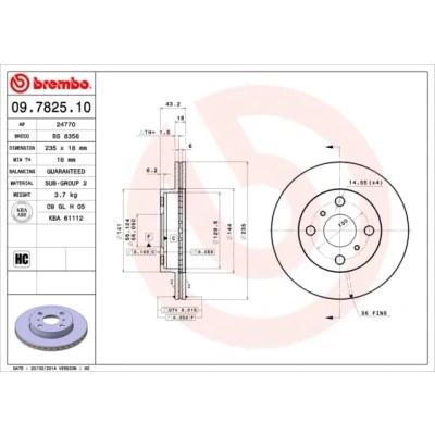Afbeelding van Brembo Remschijf 09.7825.10