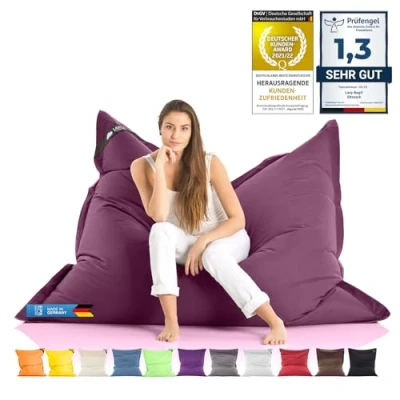 Afbeelding van Original LAZY BAG Indoor &amp; Outdoor Beanbag XXL 400L Giant zitkussen fauteuil voor kinderen en volwassenen 180x140cm (Nylon, Donkergrijs)