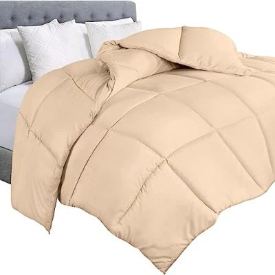 Afbeelding van Utopia Bedding dekbed dekbedovertrek gewatteerd met hoeklussen doos gestikt alternatief (Queen, Beige)