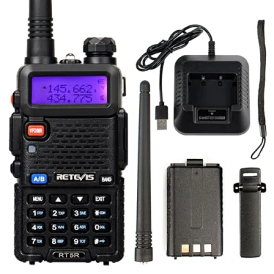 Afbeelding van Retevis RT5R Walkie Talkie 128 Kanalen FM Radio Dual Band 2m / 70cm Radio&#039;s Oplaadbare Lange Afstand met Headset Ham (zwart)