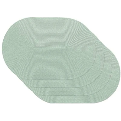 Afbeelding van Venilia Groene ovale placemat, tafellinnen, placemats voor eetkamer, geweven, set van 4, voedselveilig, 30 x 45 cm, 59127