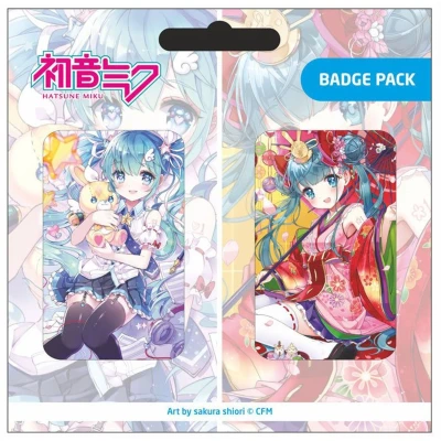 Afbeelding van Hatsune Miku Vocaloid Pin Badges 2 Pack Set B Anime Art by Sakura Shiori