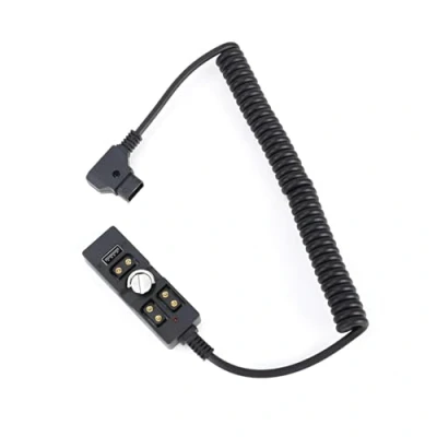 Afbeelding van DFCINE Spiraalvormige D Tap stekker op 3 punts bus, splitter stroomkabelhub met USB en controlelampje perfect voor Anton Bauer, V mount, ARRI, RED camera, TILTA, steadicam, IDX accu