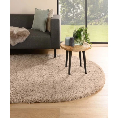 Afbeelding van Ovaal Hoogpolig Vloerkleed Cozy Shaggy Beige 240x340 Cm