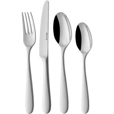 Afbeelding van Sola Nordica Bestekset 6 Persoons 24 Delig RVS Bestek Set Zilverwit Edelstaal 18/10 Vaatwasserbestendig Zilver