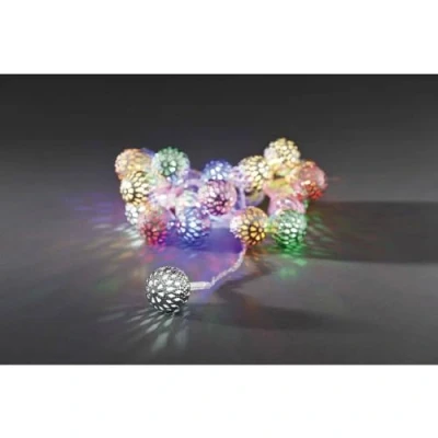 Afbeelding van KONSTSMIDE Led lichtsnoer Kerst versiering decoratief lichtsnoer, zilverkleurige metalen ballen, 21 gekleurde dioden (1 stuk)
