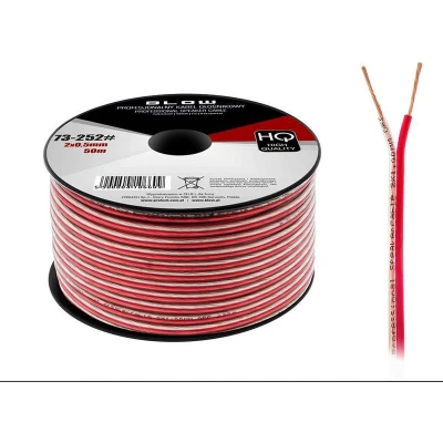 Afbeelding van CU luidsprekerkabel 2 x 0.50 mm transparant/rood op rol 50 meter