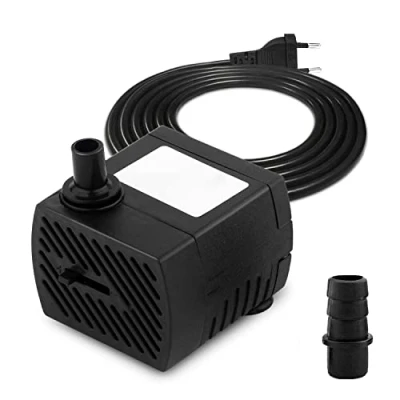Afbeelding van CAM2 Mini waterpomp, ultrastille aquariumpomp met 1,5 m netsnoer, 350 l/h, 5 W, dompelpomp, kleine fonteinpomp, 2 sproeiers voor aquarium, vijver, tuin, fontein