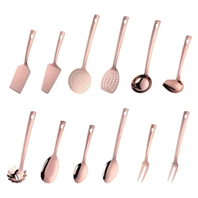 Afbeelding van Do Buy Keukenhulpset, 12 stuks, roestvrij staal, keukengerei, titanium, rosé goud, keukenaccessoires, kookgerei, keukengerei