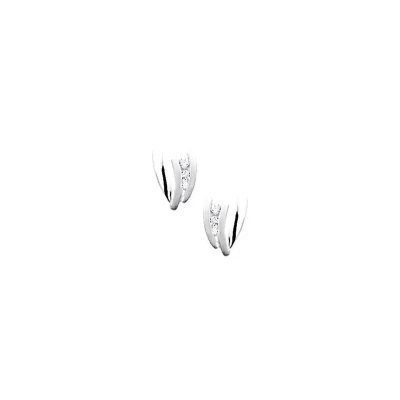 Afbeelding van Oorknoppen Zirkonia Poli/mat Zilver Gerhodineerd Mat Glanzend 9.5 mm x