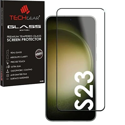 Afbeelding van TECHGEAR Vinger ID glas compatibel met Samsung Galaxy S23 / 5G, volledig lijm gehard schermbeschermer [vingerID] [volledige lijm] [kristalhelderheid] [krasbestendig] [Max dekking]