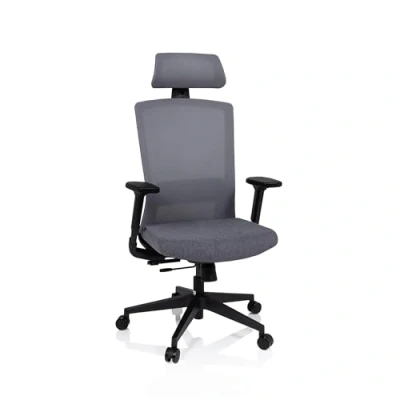 Afbeelding van hjh OFFICE Captivo Professionele bureaustoel Grijs stof / netstof