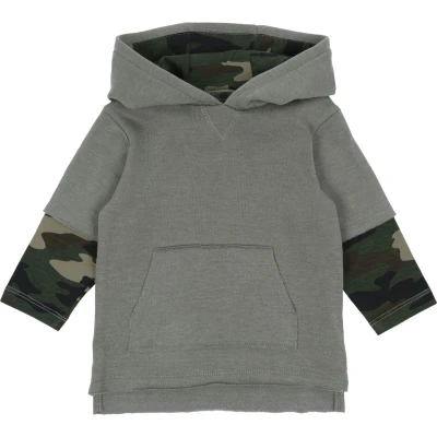 Afbeelding van Groene trui met camouflage mouwen