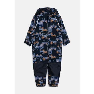 Afbeelding van NAME IT MINI softshell buitenspeelpak met all over print donkerblauw/lichtblauw/oker