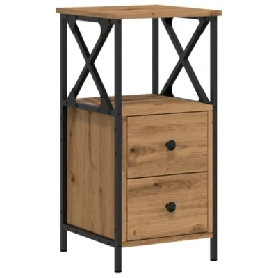 Afbeelding van vidaXL Nachtkastje 34x35,5x70 cm bewerkt hout artisanaal eikenkleurig