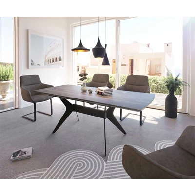 Afbeelding van Eettafel Edona grijs keramiek optiek 160/200x90x76cm uitschuifbaar