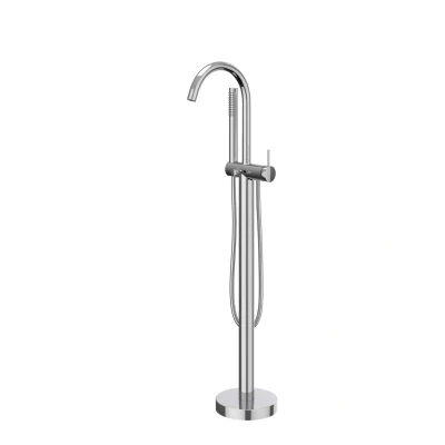 Afbeelding van IVY Bond vrijstaande badmengkraan staafhanddouche Chroom Minimalistisch design Tijdloze uitstraling