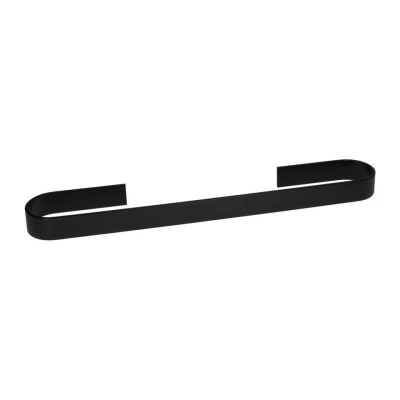 Afbeelding van QUVIO Handdoekhouder platte stang met ronding Zwart 45 cm
