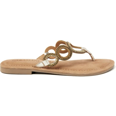 Afbeelding van Lazamani leren teenslippers goud