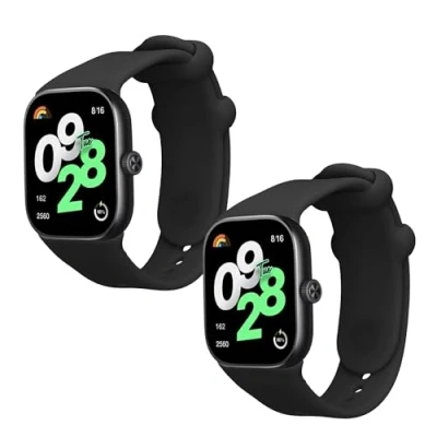 Afbeelding van kwmobile 2x horlogebandjes geschikt voor Xiaomi Redmi Watch 4 bandje Smartwatch bandjes van TPU Activity tracker horloge band in zwart /