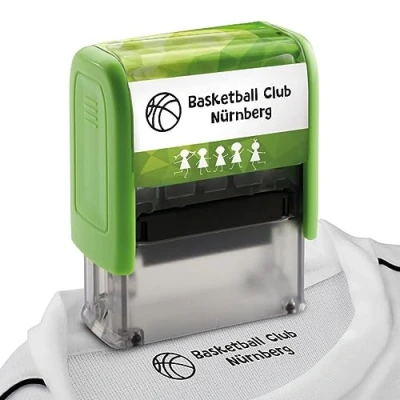 Afbeelding van Trodat Uw dingen stempel met individuele tekstplaat zelfkleurende textielstempel voor kleding wasmachinebestendig naamstempel school, kleuterschool en sport 4 regels 38x14mm