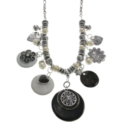 Afbeelding van Behave ketting Bloem en hartvormige hangers Mode accessoires Nikkelvrij 46 cm