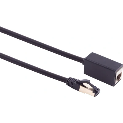 Afbeelding van S/FTP CAT8.1 40 Gigabit netwerk verlengkabel / zwart LSZH 1 meter