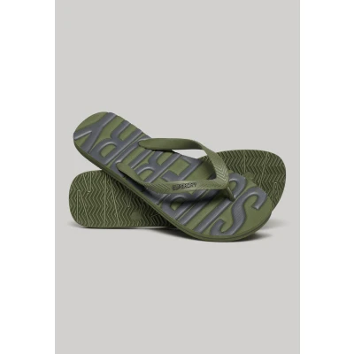 Afbeelding van Superdry Mannen Vegan Vintage Teenslippers Khaki Grootte: 12 13