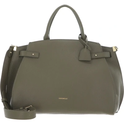 Afbeelding van COCCINELLE Leren Handtas Schoudertas Kliche Handbag Grained Leather Laurel Green Olijfgroen