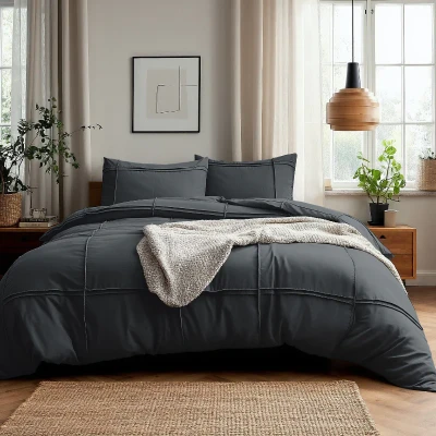 Afbeelding van Dekbedovertrek Washed Tufted Lits Jumeaux (240x220 cm) Wit &amp; Blauw Groen Roze Antraciet Microvezel Dessin: Effen Sleeptime