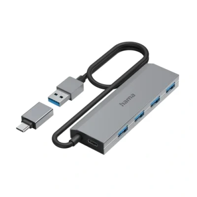 Afbeelding van Hama Usb Hub 4 Poorts 3.2 Gen1 5 Gbit/S Inc. C Adapter En Netadapter