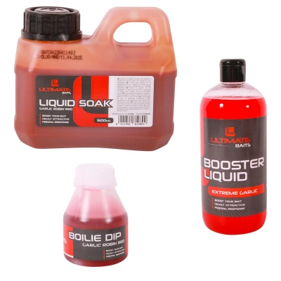 Afbeelding van Ultimate Baits Liquid Pack Garlic/Robin Red Karperset