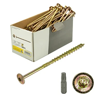 Afbeelding van Platkopschroeven met BIT 6 x 180 100 st. Houtbouwschroeven alle maten plaatkop torx schroef