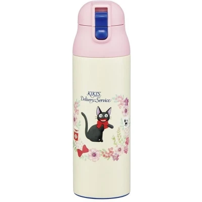 Afbeelding van Ghibli Kiki&#039;s Vliegende Koeriersdienst Jiji Bloemenkrans Thermosfles 500ml
