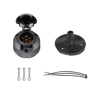 Afbeelding van BEIJISTAR 7 Pin Aanhangwagen Socket met Rubberen Pakking, 12V Waterdichte Connector, voor Vrachtwagen, RV, Auto, Boot Caravan