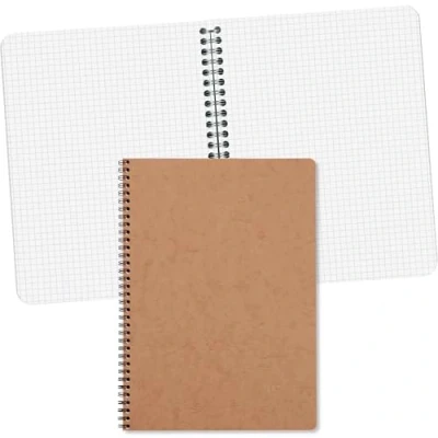 Afbeelding van Clairefontaine 781422C Collection Age Bag Een spiraalgebonden tabakkleurig notitieboek A4 21x29,7 cm 100 pagina&#039;s met kleine ruiten Wit papier 90 g Cover glanzende leren structuur.