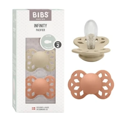 Afbeelding van BIBS® Fopspeen Infinity symmetrisch 6 18 maanden Vanille &amp; Peach 2 stuks.