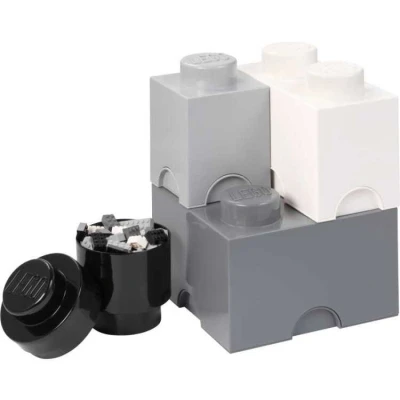 Afbeelding van Opbergbox LEGO Brick Set Grijs Wit Zwart (4 Delig)