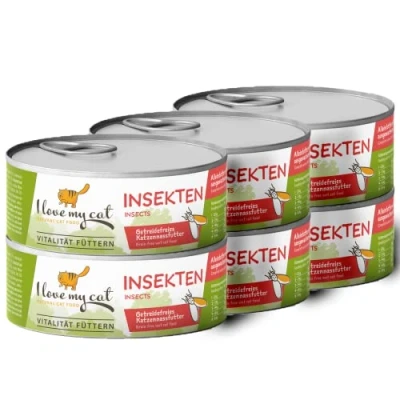 Afbeelding van I Love My Cat Eiwitrijk Gezond Uitgebalanceerd Zorgvuldig Geselecteerd Optimale Ondersteuning voor een Lang en Vitaal Kattenleven Geschikt alle Leeftijden Natvoer Katten met Insecten 6x100g