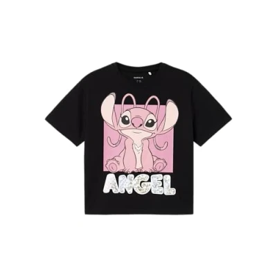 Afbeelding van NAME IT Meisjes Nkfnyri Stitch Ss Nreg Top Box Wdi T shirt, zwart, 122 128