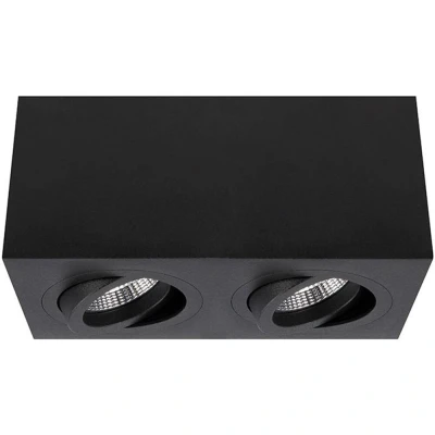 Afbeelding van Yphix Palermo Opbouwspot Vierkant 2 Lichtpunten Kantelbaar 173x90mm Zwart LEDdirect.nl