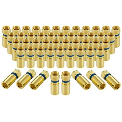 Afbeelding van Poppstar 50x SAT F Quick Koppelstuk, compressie Connector voor Coaxkabel, Antennekabel, Satellietkabel tot 7,5mm, Weerbestendig, Verguld