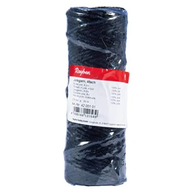 Afbeelding van Rayher 4200101 jutegaren, 3 voudig, 3,5 mm ø, spoel 50 m, kleur zwart, jute koord, bindgaren, bindkoord, decoratief jutekoord